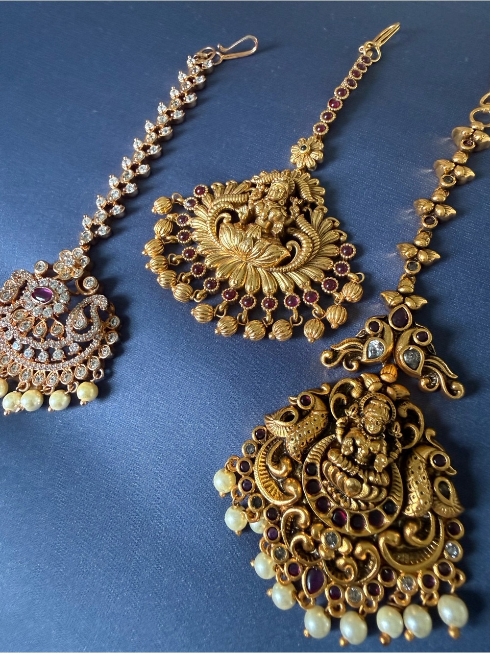 Traditional Gold-Tone Temple Pendant MangTikkas
